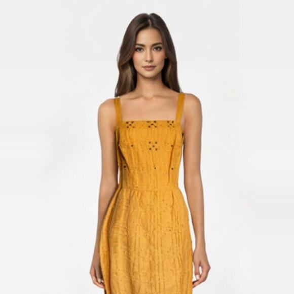 Annabis Dresses & Skirts - Vintage Annabis Roma Golden Yellow Orange Cocktail Dress Beaded Textured IT 44